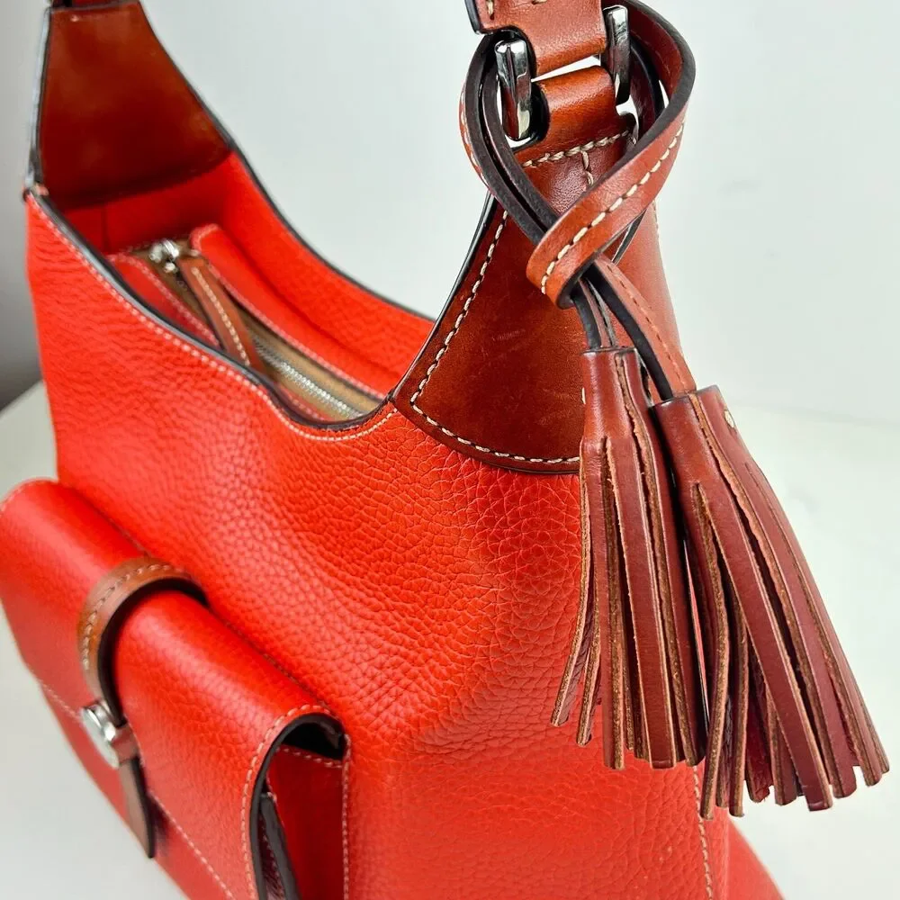Dooney & Bourke Cambridge Hobo Pebble Leather Persimmon Orange Purse